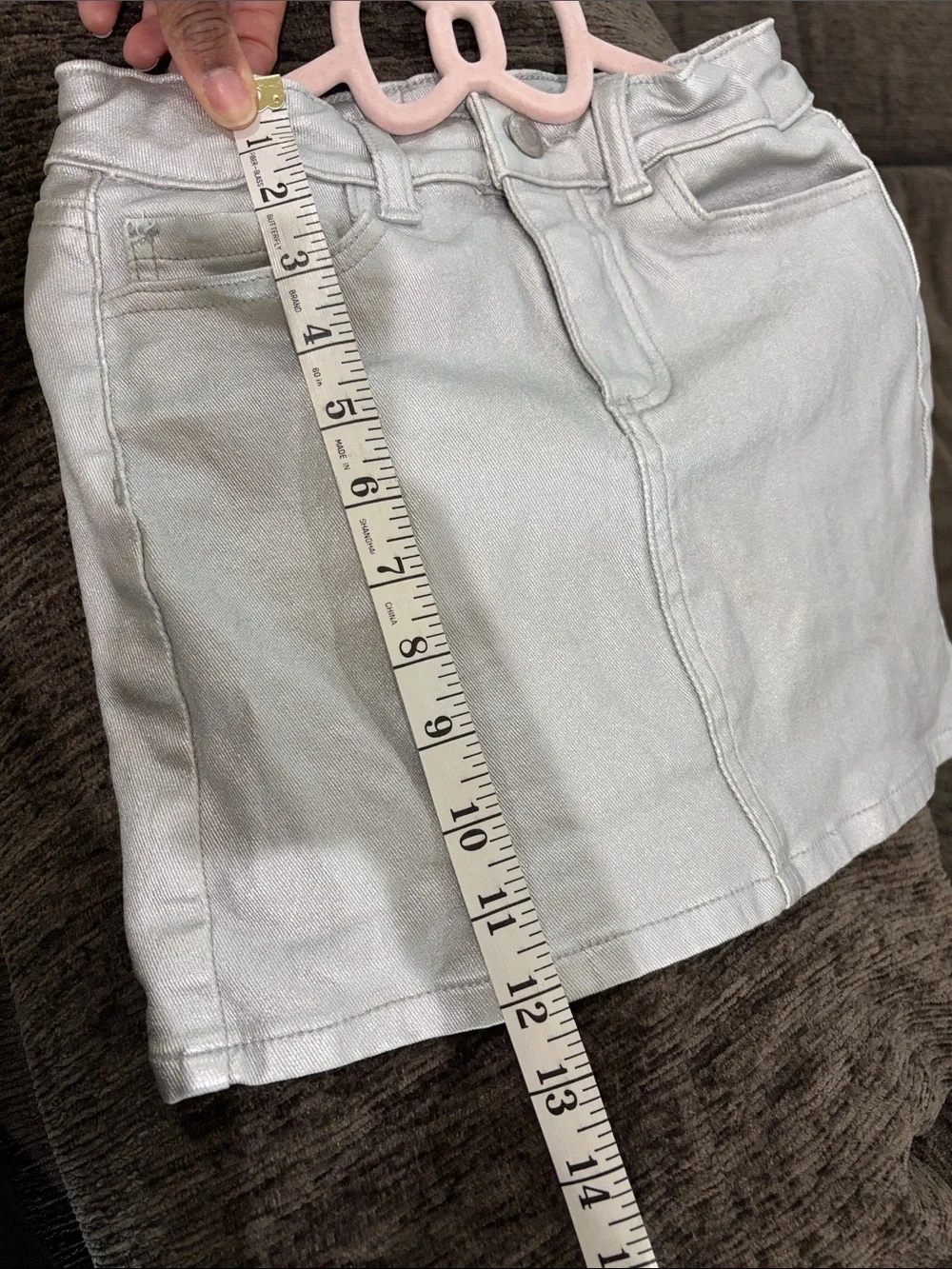 Girl’s FabKids Sz7 Metallic Silver Denim Mini Skirt